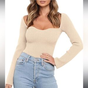 LILLUSORY Women's Sweetheart Neckline Sweater